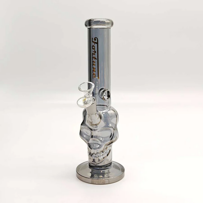 Fortune | Electroplated Skull 10" 5mm Glass Bong [SK105038E] Bongs Fortune Grey