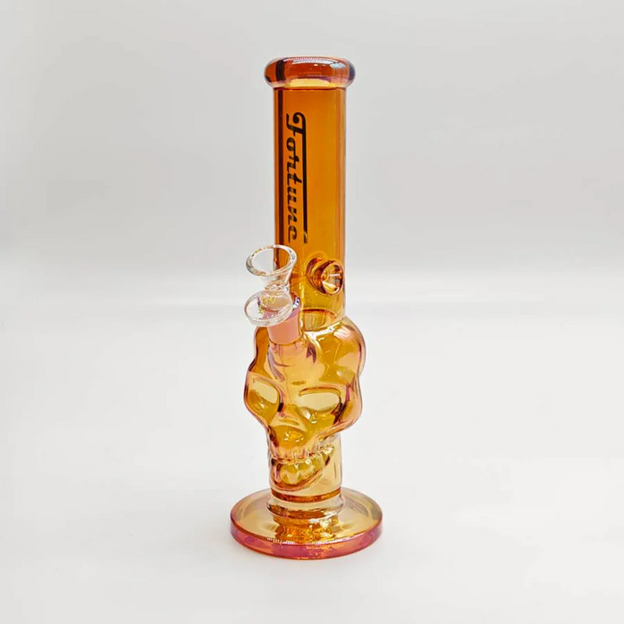 Fortune | Electroplated Skull 10" 5mm Glass Bong [SK105038E] Bongs Fortune Bronze