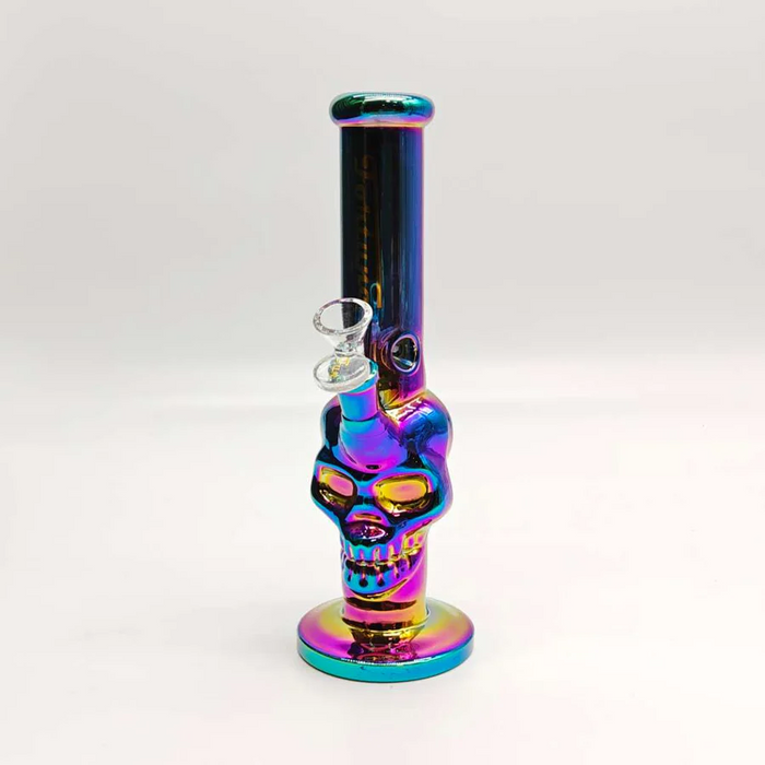 Fortune | Electroplated Skull 10" 5mm Glass Bong [SK105038E] Bongs Fortune Rainbow