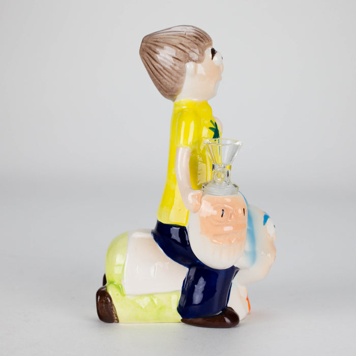 8″ Cartoon Duo Adventure Ceramic Bong – Whimsical Vintage Collection [ES082WP] Bongs Canadian Distributor