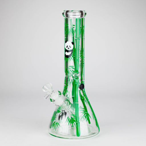 12" Panda & Bamboo Beaker Glass Bong – 7mm Thick with Ice Pinch Bongs RMG WHOLESALE