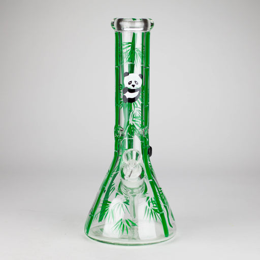 12" Panda & Bamboo Beaker Glass Bong – 7mm Thick with Ice Pinch Bongs RMG WHOLESALE