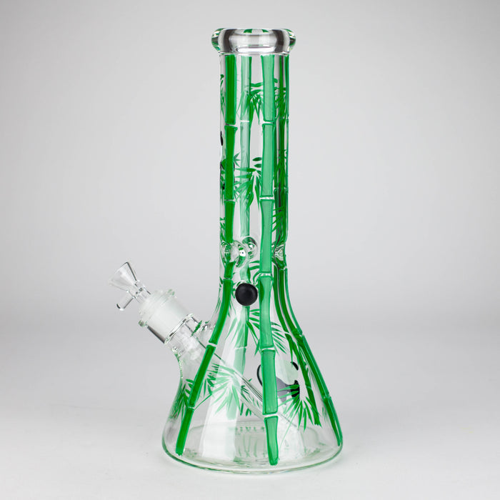 12" Panda & Bamboo Beaker Glass Bong – 7mm Thick with Ice Pinch Glass Bong RMG WHOLESALE