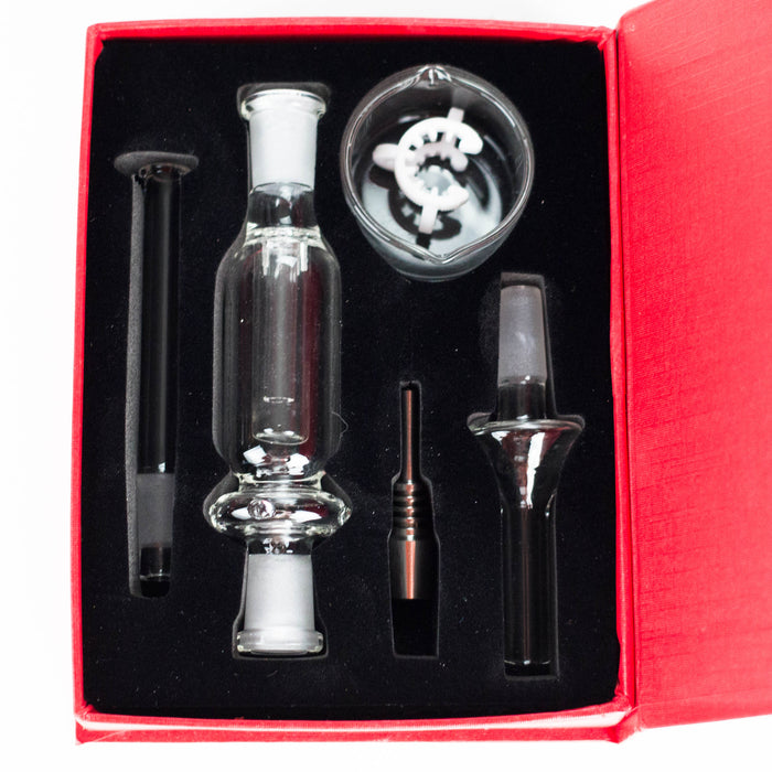 Glass Nectar Collector Kit with Titanium Tip – Complete Set in Premium Red Box Glass Hand Pipe RMG WHOLESALE
