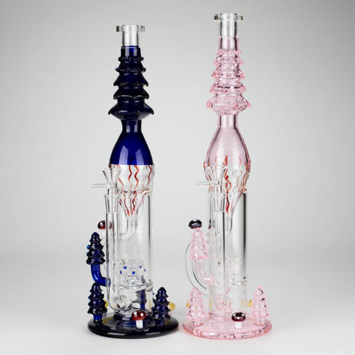 17" Enchanted Forest Glass Bong – Stemless Recycler with 14mm Bowl Joint Bongs RMG WHOLESALE