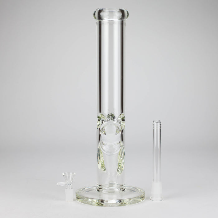 15" Cylindrical Clear Glass Water Pipe – 7mm Thick with Ice Catcher Straight Tube Bong with Wide Base & Deep Bowl Glass Bong RMG WHOLESALE