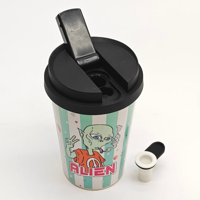Coffee Cup Bong with ceramic bowl - Assorted Design [SP1061P-A] Bongs Super Supplys Inc