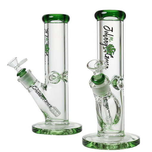 Johnny Green | 10″ 9mm Straight Tube with Grid Percolator Slide – Green (MJG-011) Bongs Canadian Distributor