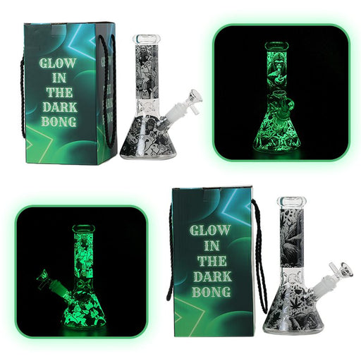 8″Glow In The Dark Glass bong – Assorted (CDGlOW-001-15)-Box of 15 Bongs Canadian Distributor