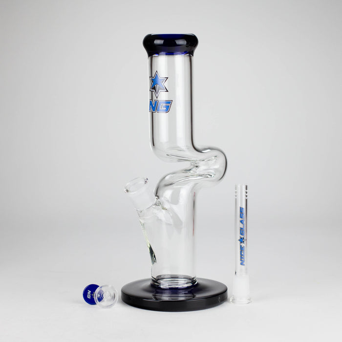 NG | 12" Zong Straight Bong – Colored Base & Slitted Downstem [G1103] Glass Bong High-End Brands Glass