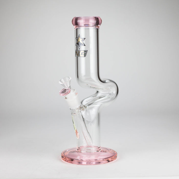 NG | 12" Zong Straight Bong – Colored Base & Slitted Downstem [G1103] Glass Bong High-End Brands Glass PINK