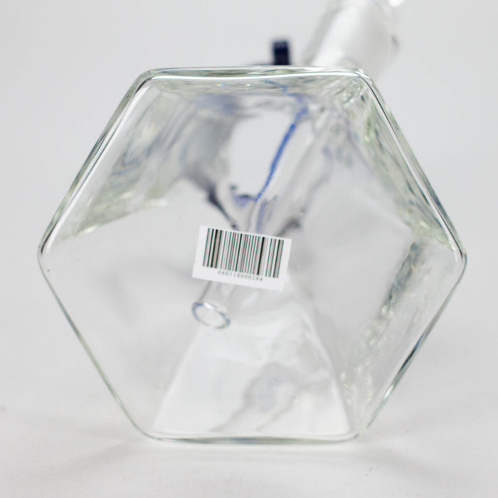 Preemo | 8" Hexagonal Beaker Base – 7mm Thick Geometric Glass [P028] Bongs preemo