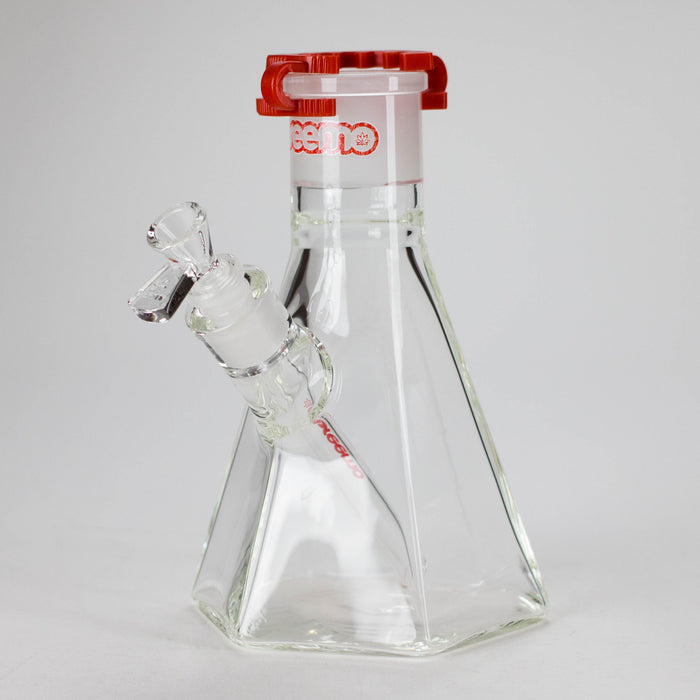 Preemo | 8" Hexagonal Beaker Base – 7mm Thick Geometric Glass [P028] Bongs preemo RED