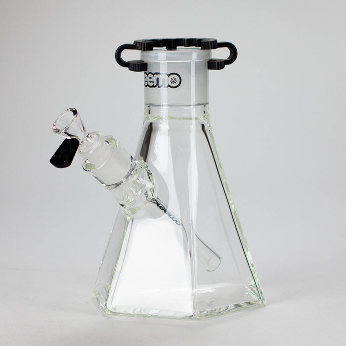 Preemo | 8" Hexagonal Beaker Base – 7mm Thick Geometric Glass [P028] Bongs preemo BLACK