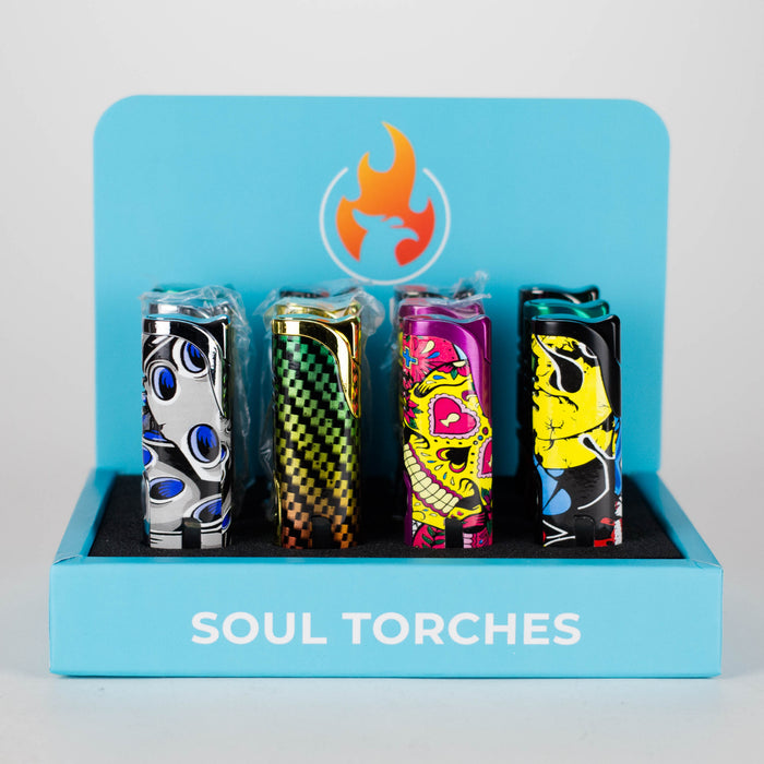 Soul Torch | Multi Color Torch lighter with Cigar Punch - 12 Count Display [1810] Lighters Canadian Distributor