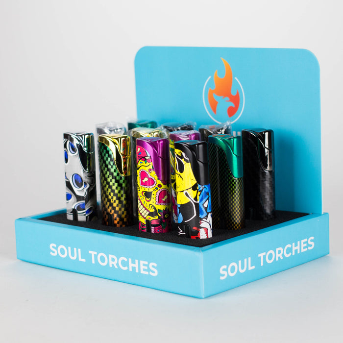Soul Torch | Multi Color Torch lighter with Cigar Punch - 12 Count Display [1810] Lighters Canadian Distributor