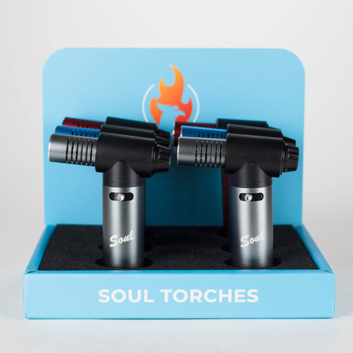 Soul Torches | Multi Color Torch Lighter – 6 Count Display [1804] | 4-Jet Flames Lighters Canadian Distributor