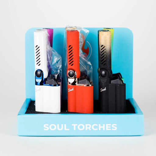 Soul Torch | Multi Color Torch Lighter – 9 Count Display [1809] | Rotating Angle Nozzle Lighters Canadian Distributor