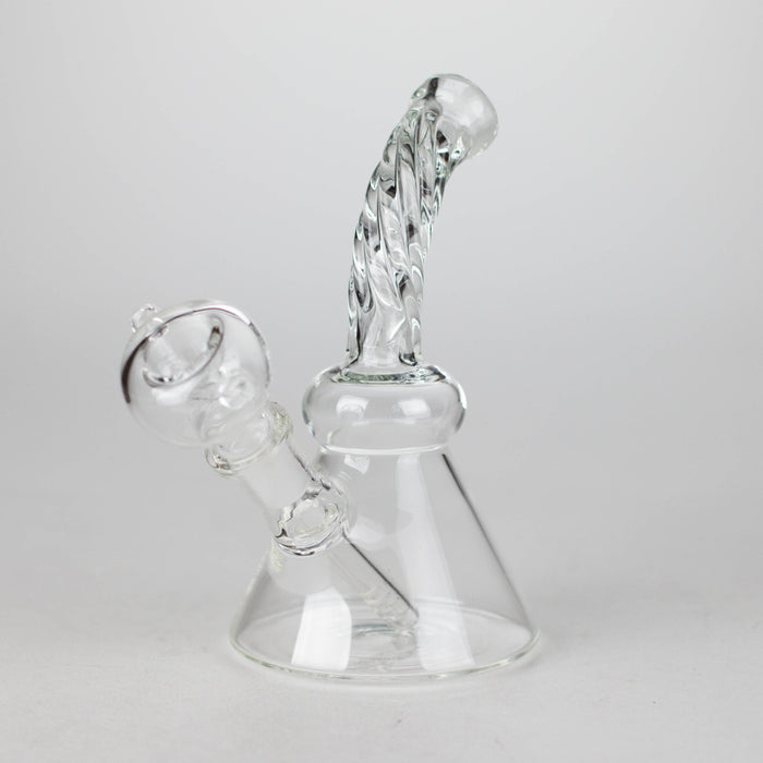 6" Twist Neck Glass Bong with Water Diffuser | 14mm Bowl Joint | Stemless Design Bongs Bongzie Smokes