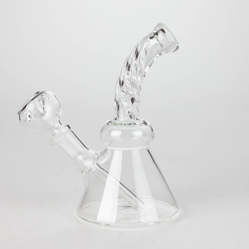 6" Twist Neck Glass Bong with Water Diffuser | 14mm Bowl Joint | Stemless Design Bongs Bongzie Smokes