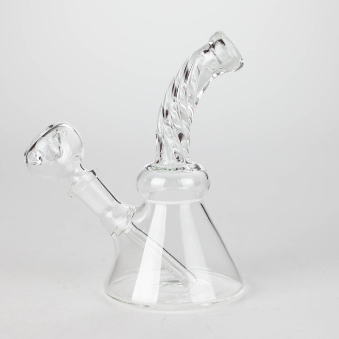 6" Twist Neck Glass Bong with Water Diffuser | 14mm Bowl Joint | Stemless Design Bongs Bongzie Smokes