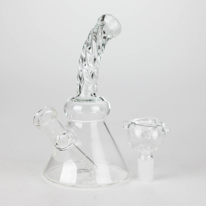 6" Twist Neck Glass Bong with Water Diffuser | 14mm Bowl Joint | Stemless Design Bongs Bongzie Smokes