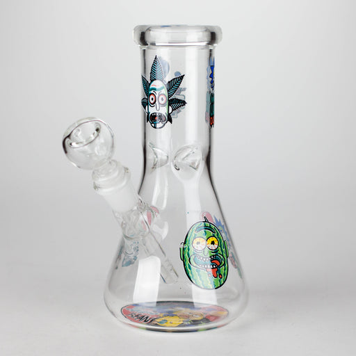 8" R&M Cartoon Beaker Glass Bong | 14mm Bowl Joint Bongs Bongzie Smokes