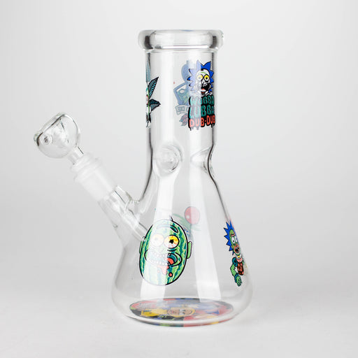 8" R&M Cartoon Beaker Glass Bong | 14mm Bowl Joint Bongs Bongzie Smokes