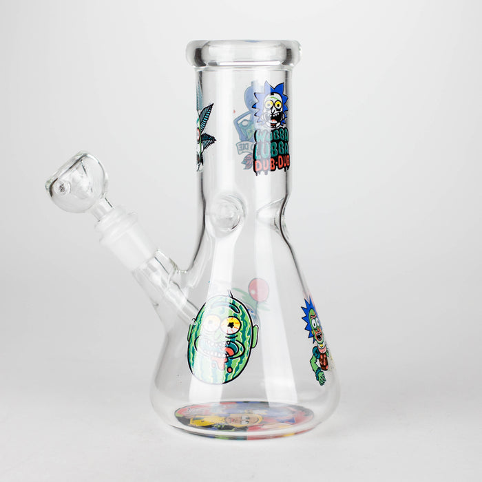 8" R&M Cartoon Beaker Glass Bong | 14mm Bowl Joint Glass Bong Bongzie Smokes