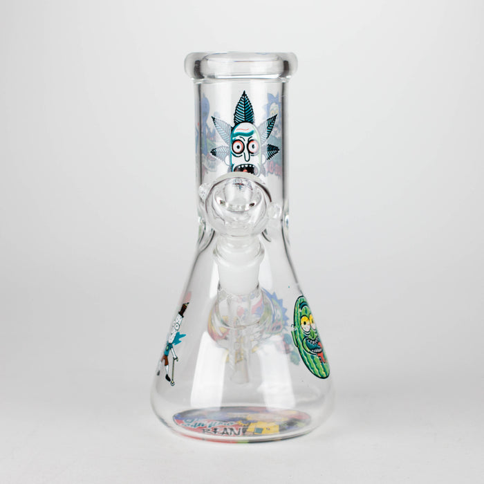 8" R&M Cartoon Beaker Glass Bong | 14mm Bowl Joint Glass Bong Bongzie Smokes