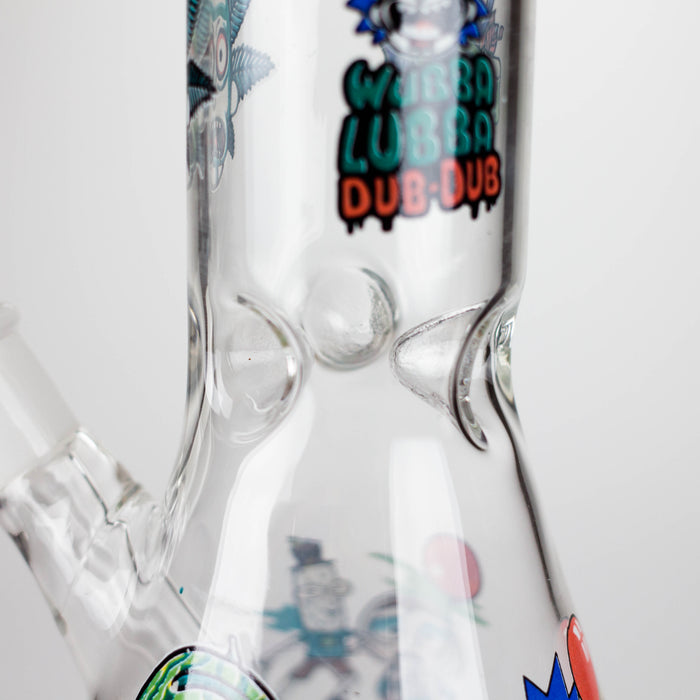 8" R&M Cartoon Beaker Glass Bong | 14mm Bowl Joint Glass Bong Bongzie Smokes