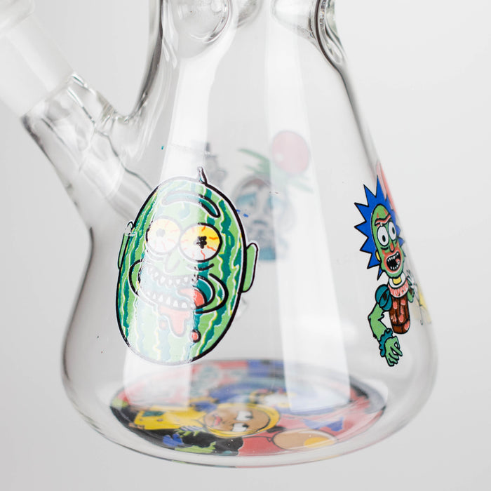 8" R&M Cartoon Beaker Glass Bong | 14mm Bowl Joint Glass Bong Bongzie Smokes