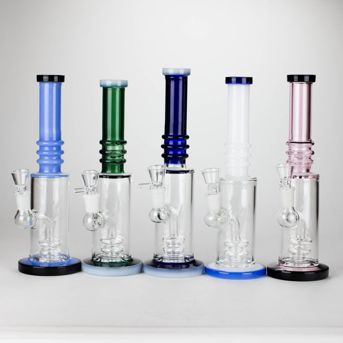 11" Colour Tube Glass Bong with Water Diffuser | 14mm Bowl Joint | Stemless Design Glass Bong Bongzie Smokes