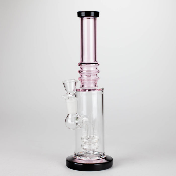 11" Colour Tube Glass Bong with Water Diffuser | 14mm Bowl Joint | Stemless Design Glass Bong Bongzie Smokes Pink