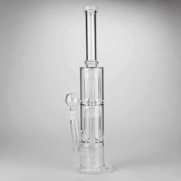 16" Color accented double percolator glass bong Glass Bong Bongzie Smokes WHITE