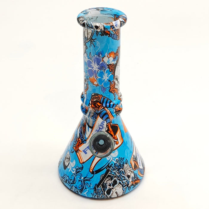 6" Hydrographic Beaker Waterpipe - 10-Piece Box Glass Bong Super Supplys Inc