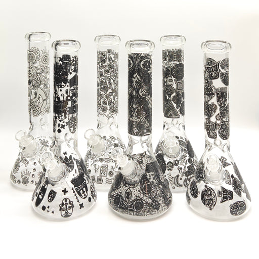 14" Glow in the dark 5mm Beaker Glass Bong Bongs Super Supplys Inc