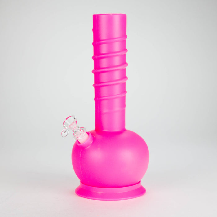 HIT | 12" Silicone Round Water Pipe - with Glass Bowl and Downstem Resin · Silicone · Plastic Bong NIBO Distribution Pink