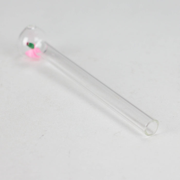 6" Clear Rose Oil Burner Pipe – Durable Glass – 4 Pack Oil Burner RMG WHOLESALE