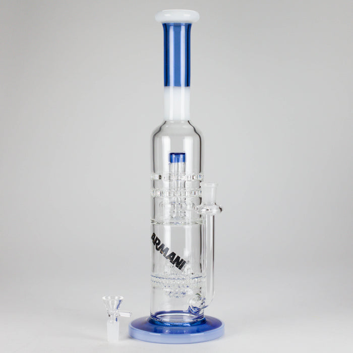 Armani Glass | 16" Double Percolator Bong – Premium Dual-Chamber Water Pipe Glass Bong RMG WHOLESALE Blue