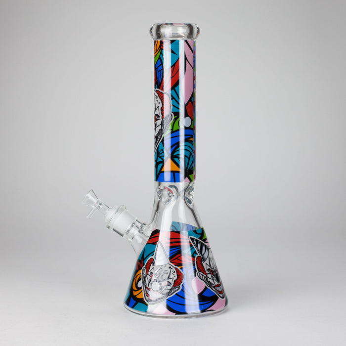 13.5" PsyClown Glass Bong – 7mm Thick Glass, Bold Psychedelic Clown Design Glass Bong DY Glass