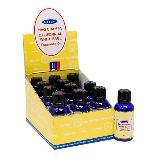 Satya Californian White Sage 25ml Fragrance Oil Display of 12 Maple Craft Inc