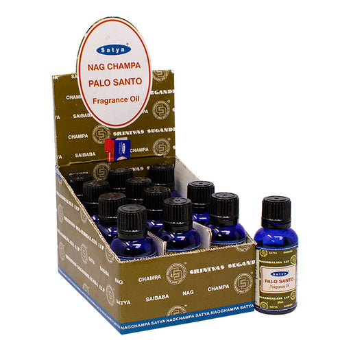 Satya Palo Santo 25ml Fragrance Oil Display of 12 Maple Craft Inc