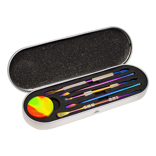 The Ultimate Rainbow 7-Piece Metal Dab Tool Kit Maple Craft Inc