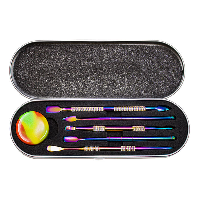 The Ultimate 7-Piece Metal Dab Tool Kit Cap · Dabber · Insert · Clip · Nail Maple Craft Inc Rainbow