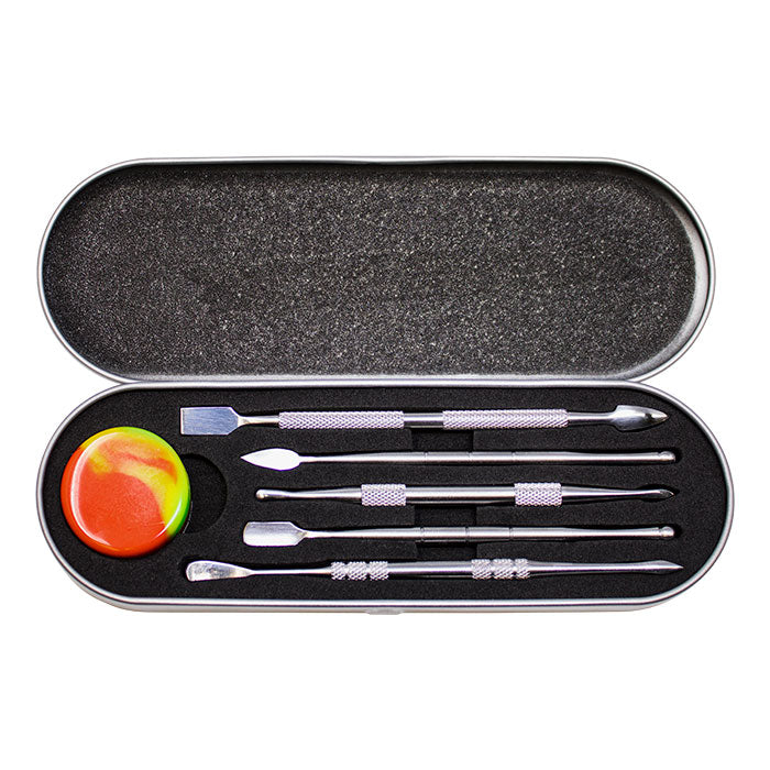 The Ultimate 7-Piece Metal Dab Tool Kit Cap · Dabber · Insert · Clip · Nail Maple Craft Inc Silver