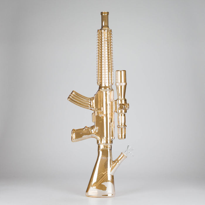 23.5" Chrome Rifle Glass Bong Glass Bong JJ Distribution Gold