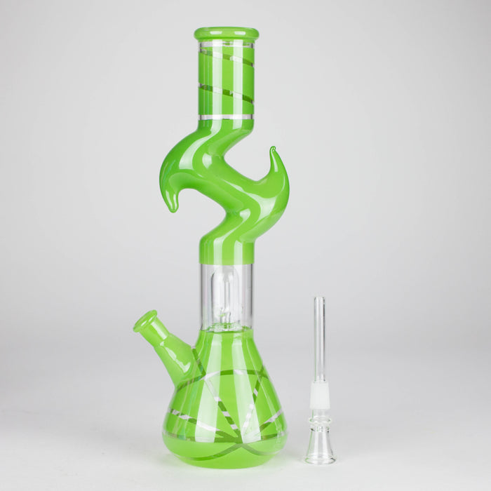 12" Zic-Zac Glass Water Pipe with Dome Percolator | Assorted Colors Glass Bong RMG WHOLESALE