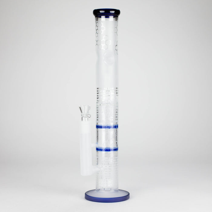 16.5" Straight Frosted Glass Bong with Dual Honeycomb Diffuser – Stemless Design Glass Bong RMG WHOLESALE