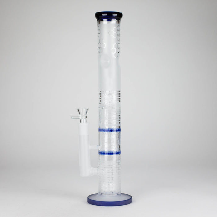 16.5" Straight Frosted Glass Bong with Dual Honeycomb Diffuser – Stemless Design Glass Bong RMG WHOLESALE